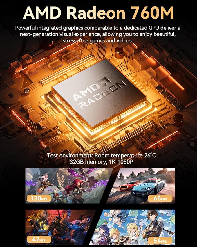 GMKtec M6 Ultra Gaming Mini PC Ryzen 7640HS (Upgraded 6600H/ 6800U), 32GB RAM DDR5 1TB SSD Dual NIC LAN 2.5GbE Desktop Computers Office Home, Triple 4K Display, WiFi 6, USB4, BT 5.2, DP, HDMI 2.0