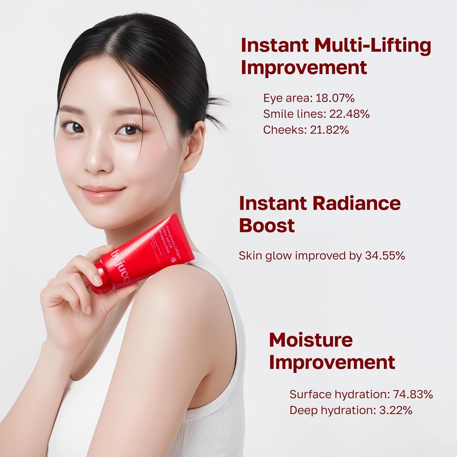 Collagen Pomegranate Glass Skin Wrapping Mask, Hydrating Overnight Peel-Off Mask for Elasticity & Firming Care, Vegan Korean Skincare, 70ml/2.36 fl.oz