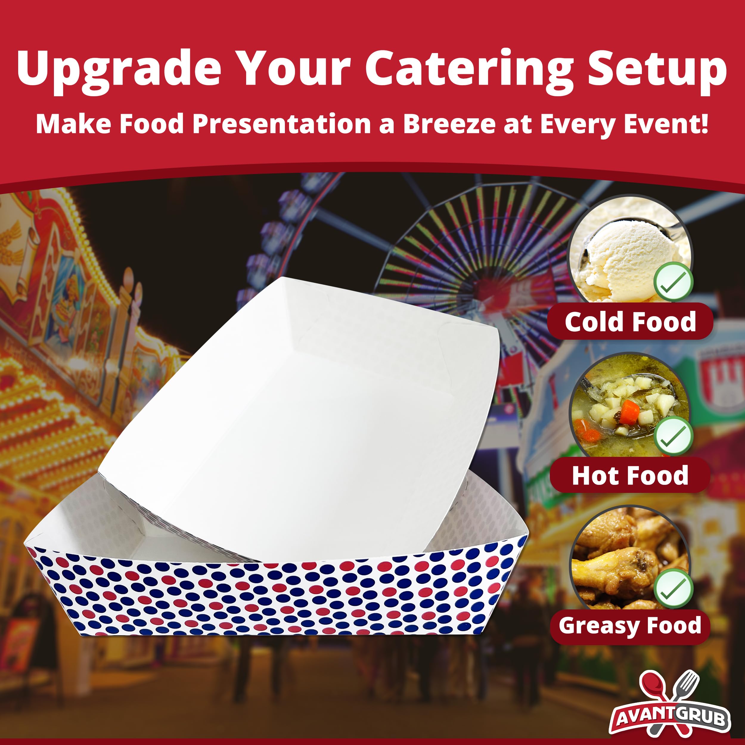 Paper Food Trays Boats | 2 Lb. - 500 Pack | Heavy Duty Grease Resistant Nacho Hot Dog Trays Disposable Cardboard Paper Food Tray For Serving Food Pa - View #6