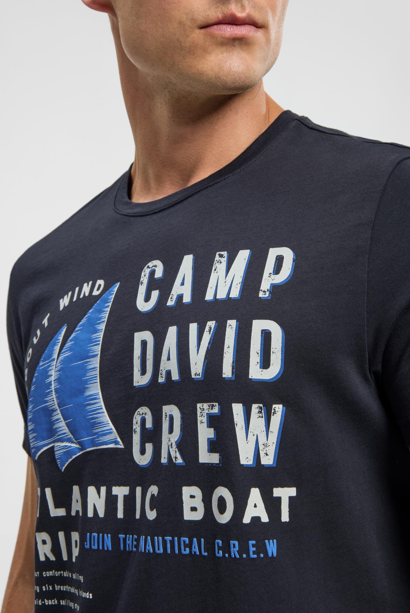 Camp David Camiseta para hombre con estampado de etiqueta