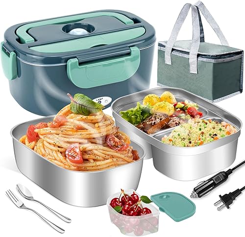 Miniatura 7 de LAVAED Calentador térmico de lonchera  Fiambrera eléctrica de 80 W para adultos  Calentador de alimentos 2 en 1 para cochecamiónoficinaexterior  Sin