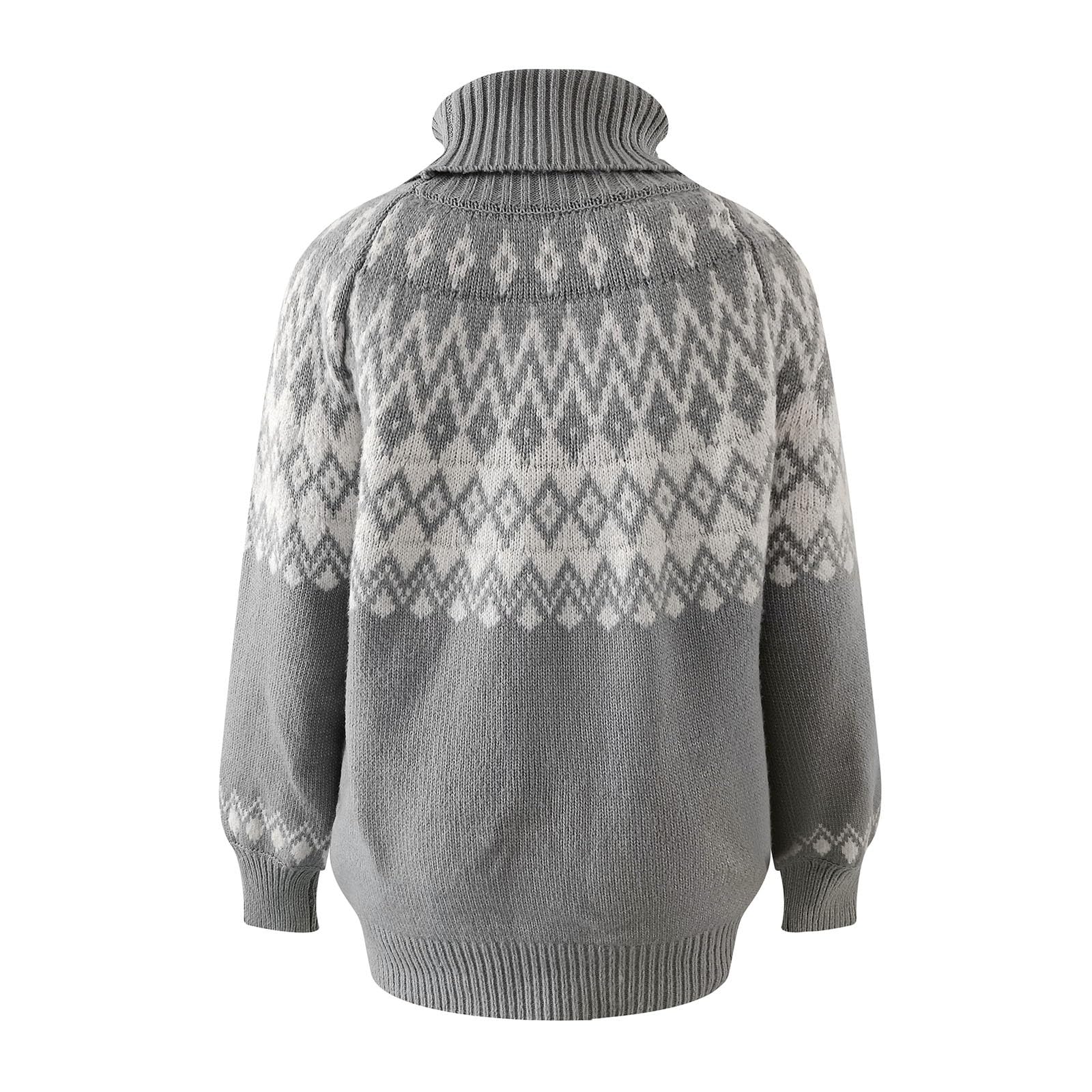Maglioni da donna in maglia autunno 2024 maglione a collo alto allentato autunnale con grafica vintage top invernali vestibilità ampia inverno autunno retrò maglione western casual caldo manica a