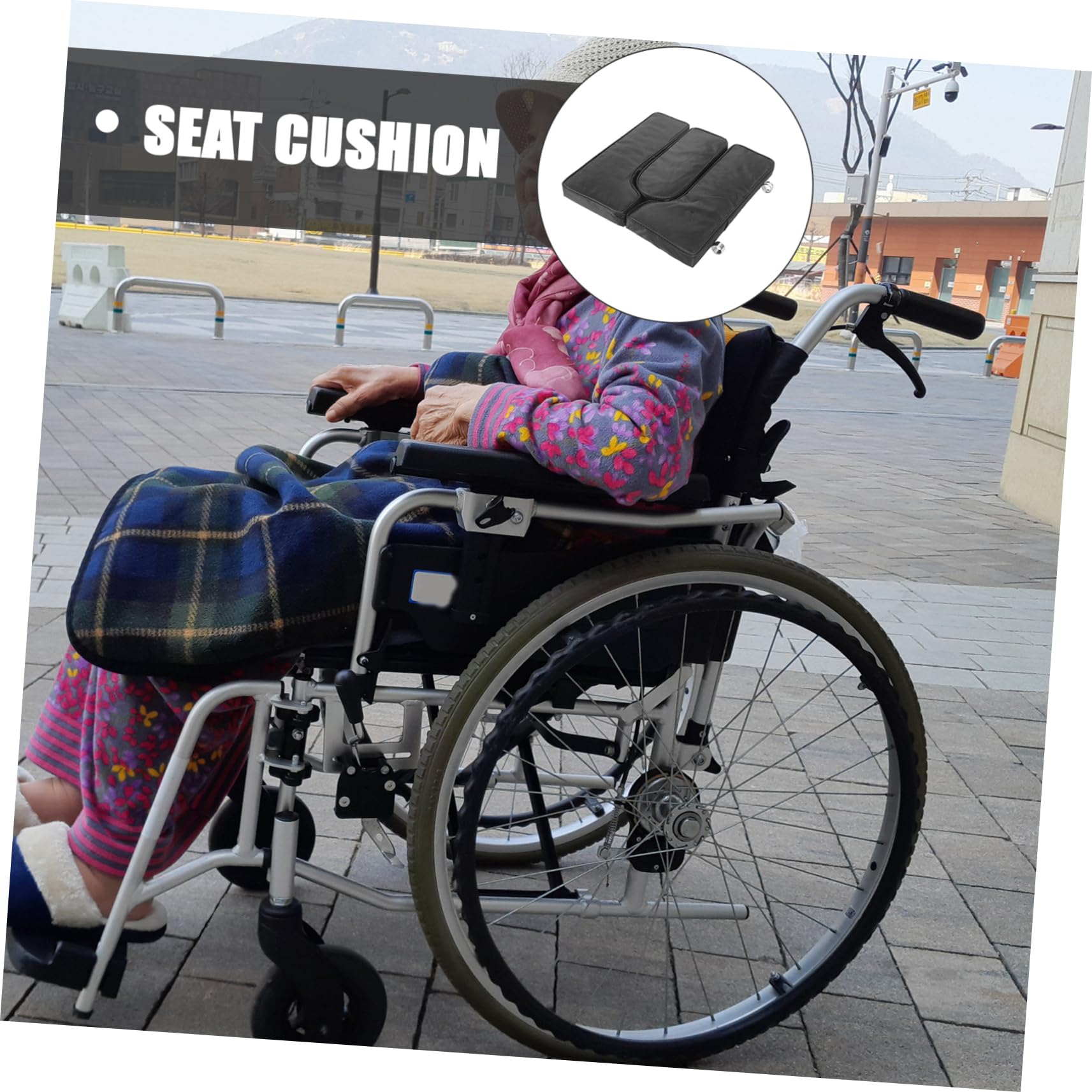 FRCOLOR Cojín para Asiento de Silla de Ruedas de Esponja y Cuero Negro