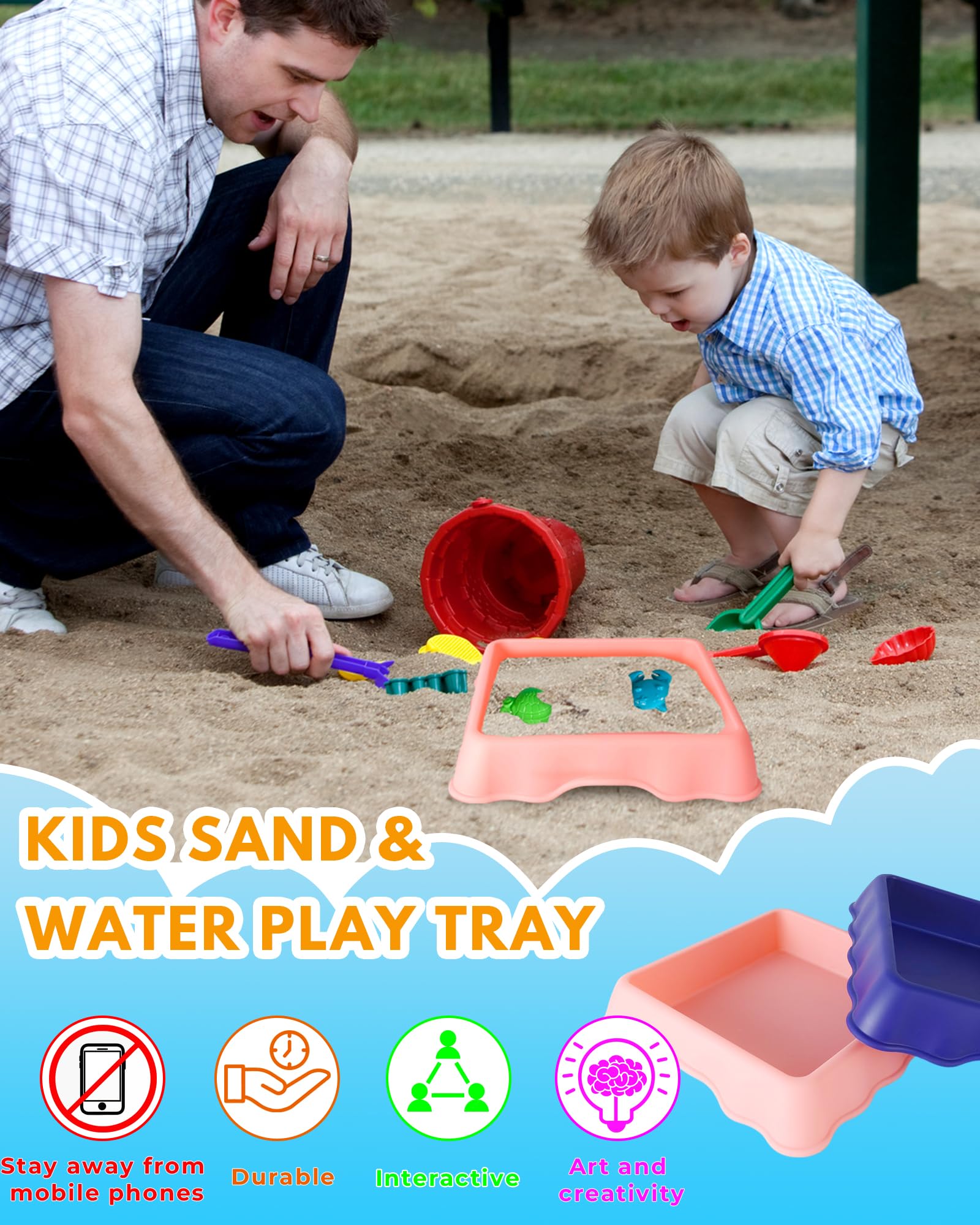 2-Pack Play Trays for Kids, Sand Tray, Water Tray, Sensory & Messy Play Tray - Image 2