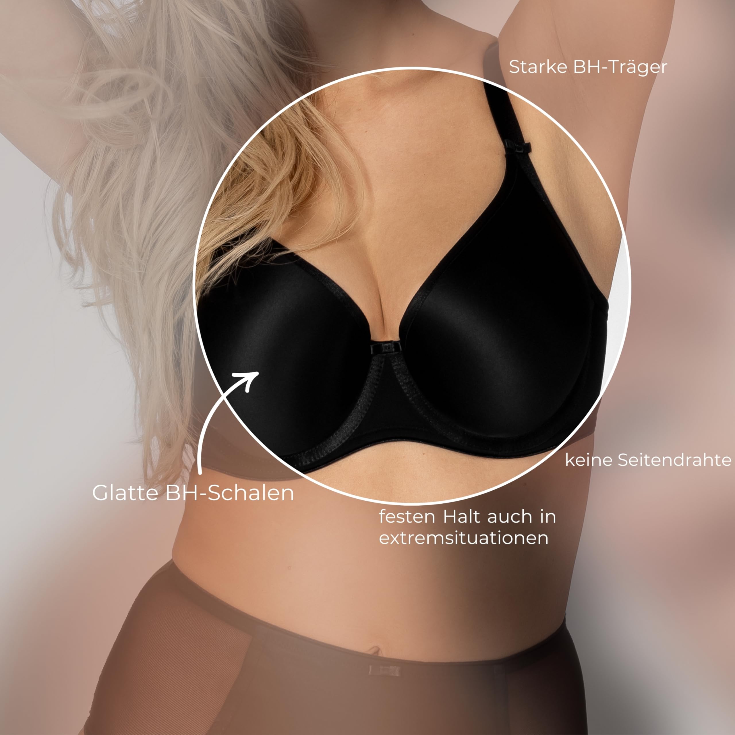 Glatter BH Damen mit Bügel – Komfort Büstenhalter Anna – Minimizer-BH Perfekter Halt und Eleganz