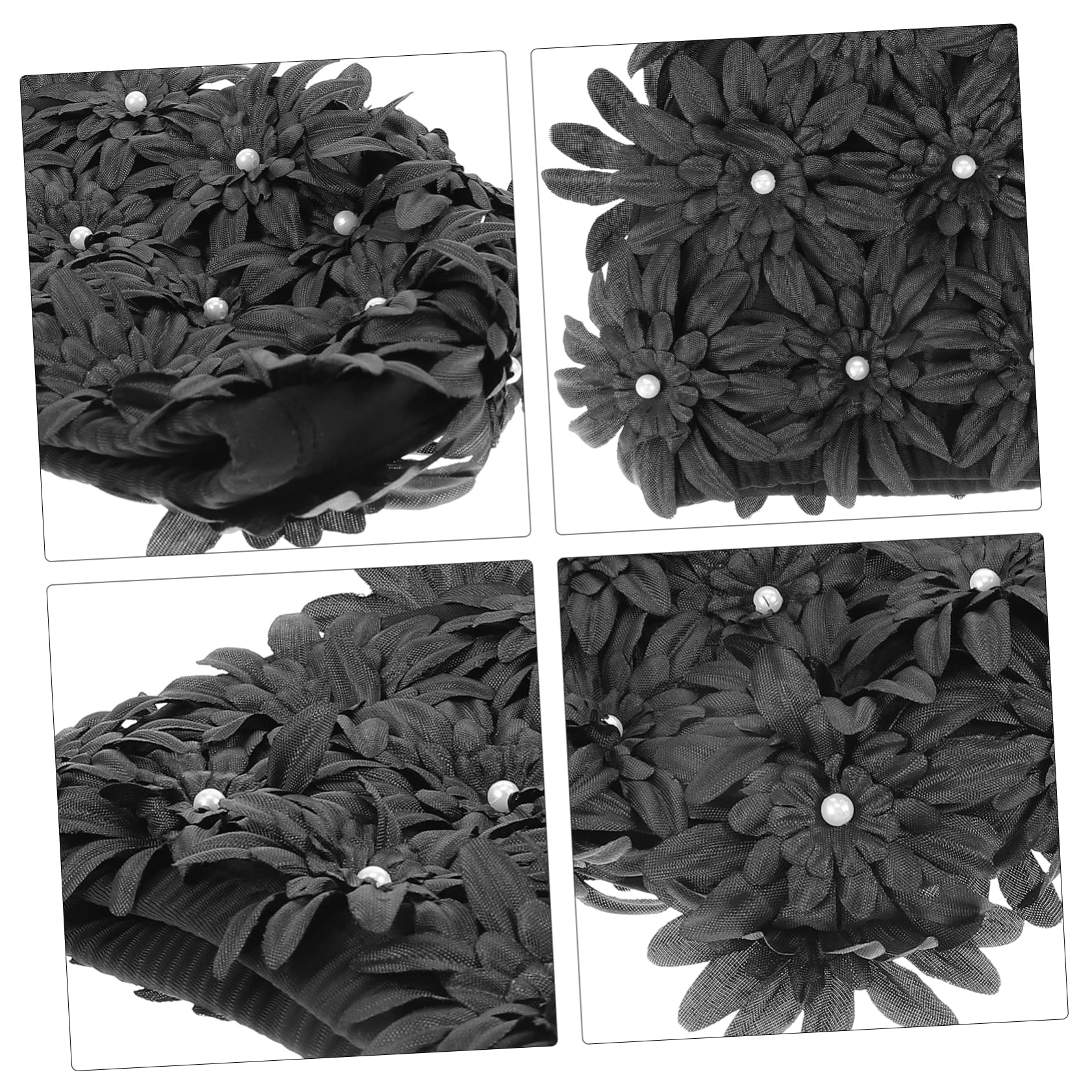 TOYANDONA Gorro De Baño Impermeable con Flores Tejido De Licra De Brocado Negro