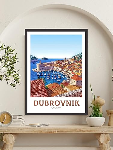 Dubrovnik Croatia Travel Poster Ilustración de Dubrovnik Impresión de Dubrovnik Impresión de Croacia Póster de Dubrovnik Pintura de Dubrovnik