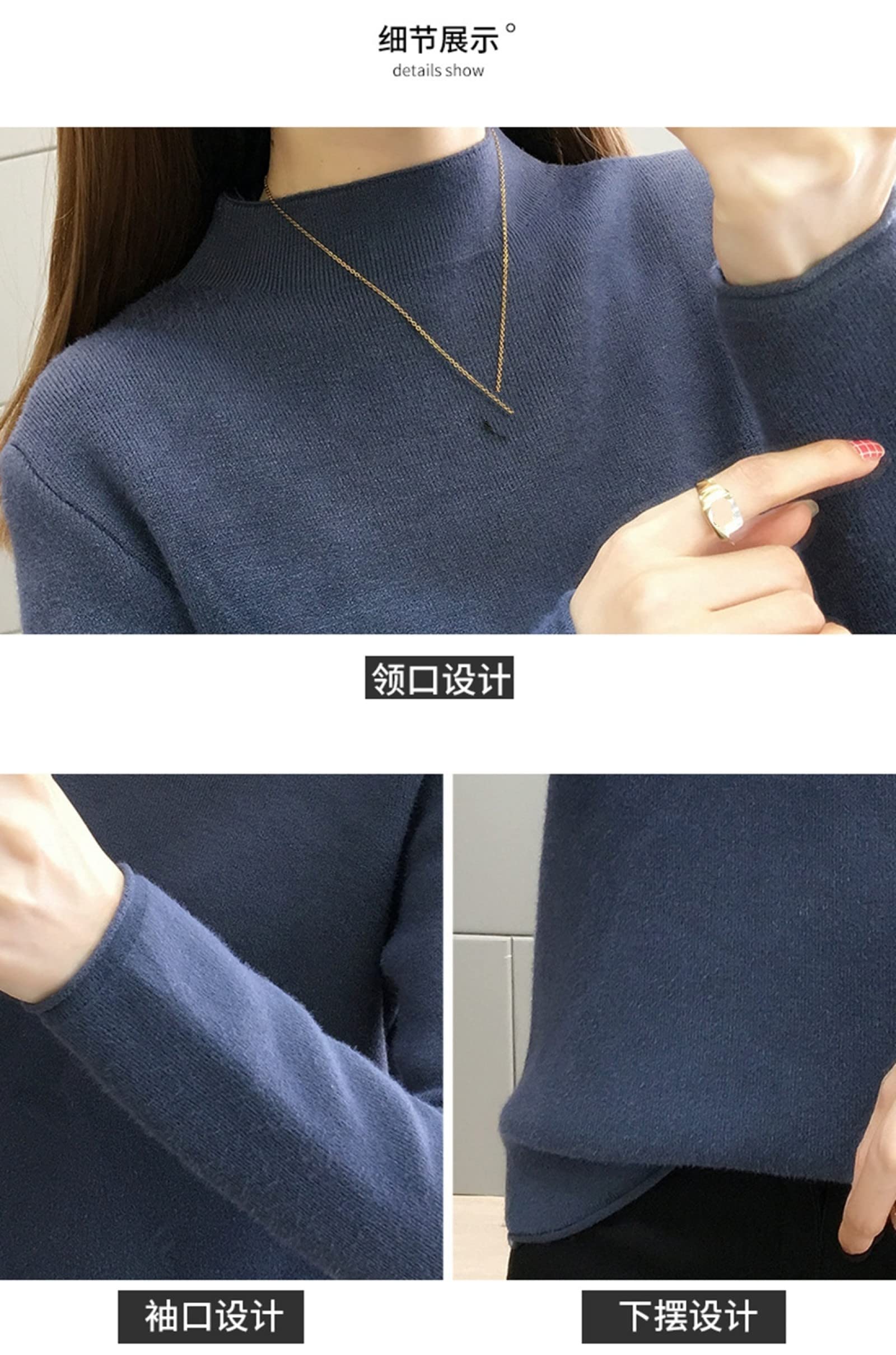 Suéter De Invierno Para Mujer - Mujeres De Invierno Medio Cuello Alto Más Suéter Grueso De Terciopelo Moda Albaricoque Suéter De Punto Cálido Estiramiento Suave Slim Fit Casual Manga Larga Reg