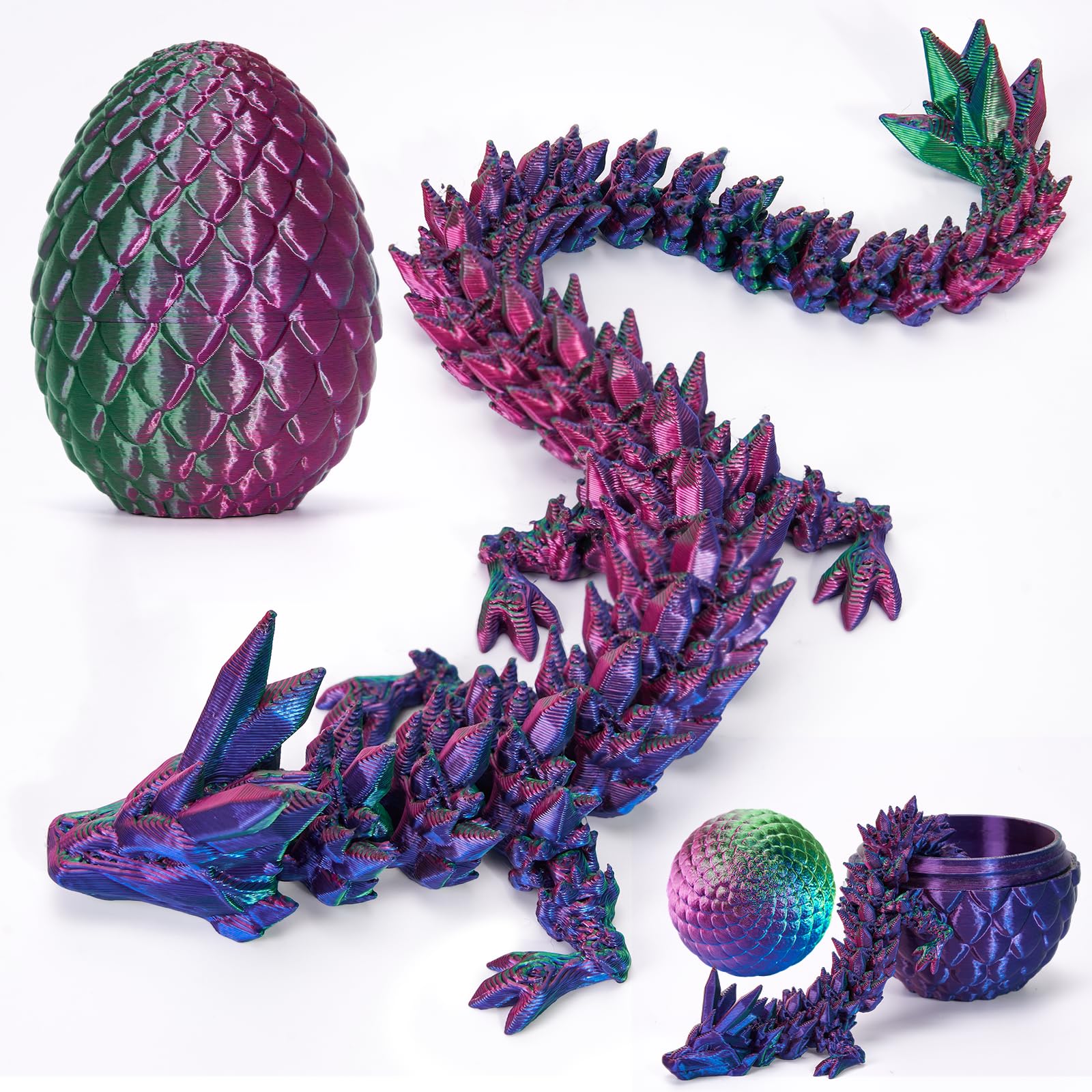 HIMS 3D-Gedrucktes Drachenei, Drachenei mit Drache 3D Drache Im Ei, Überraschungsei Kristall Drachen Spielzeug für Erwachsene Kinder Geschenke Beweglicher Easter Dracheneier