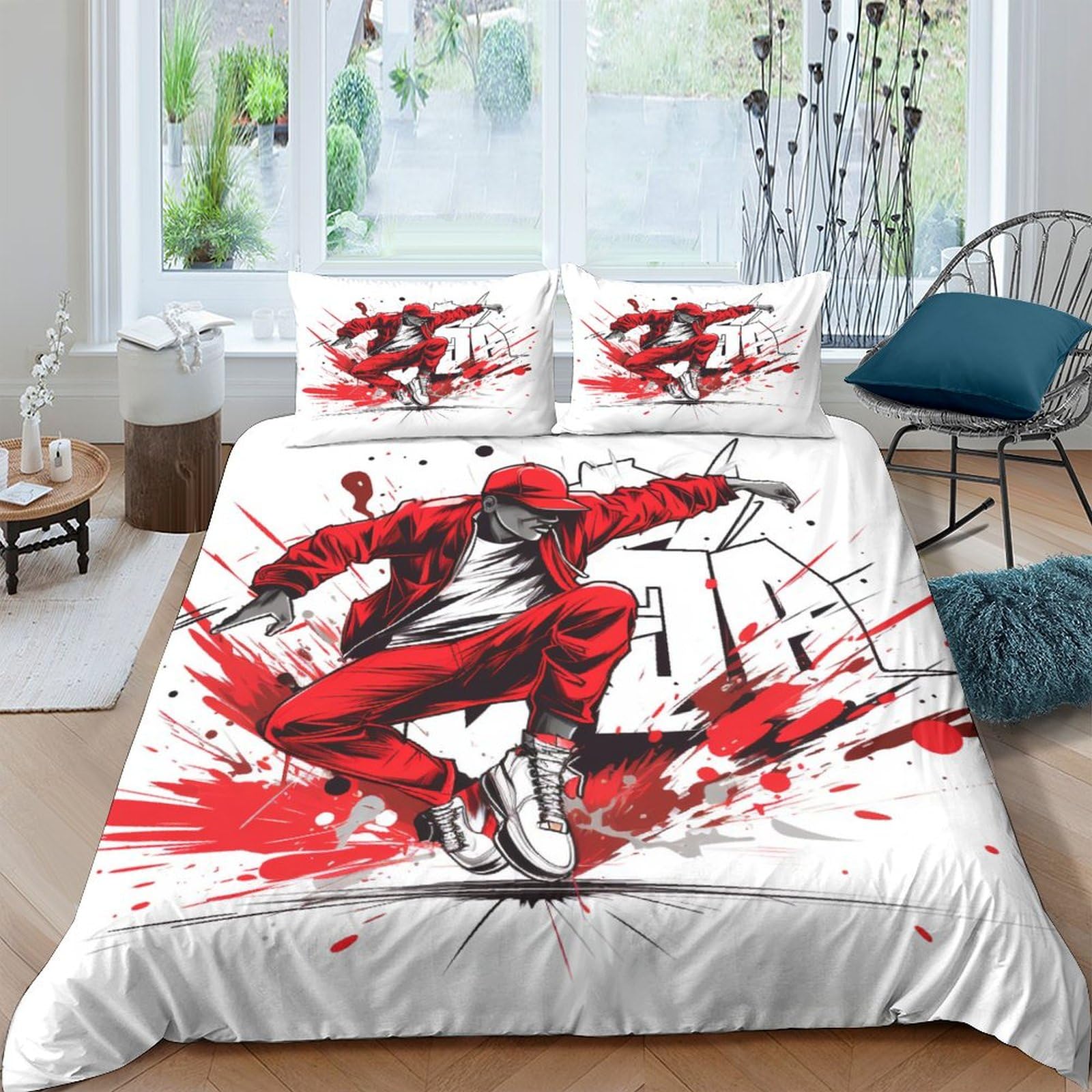 Housse de couette 200x200 facile d'entretien lit double enfant motif 3D