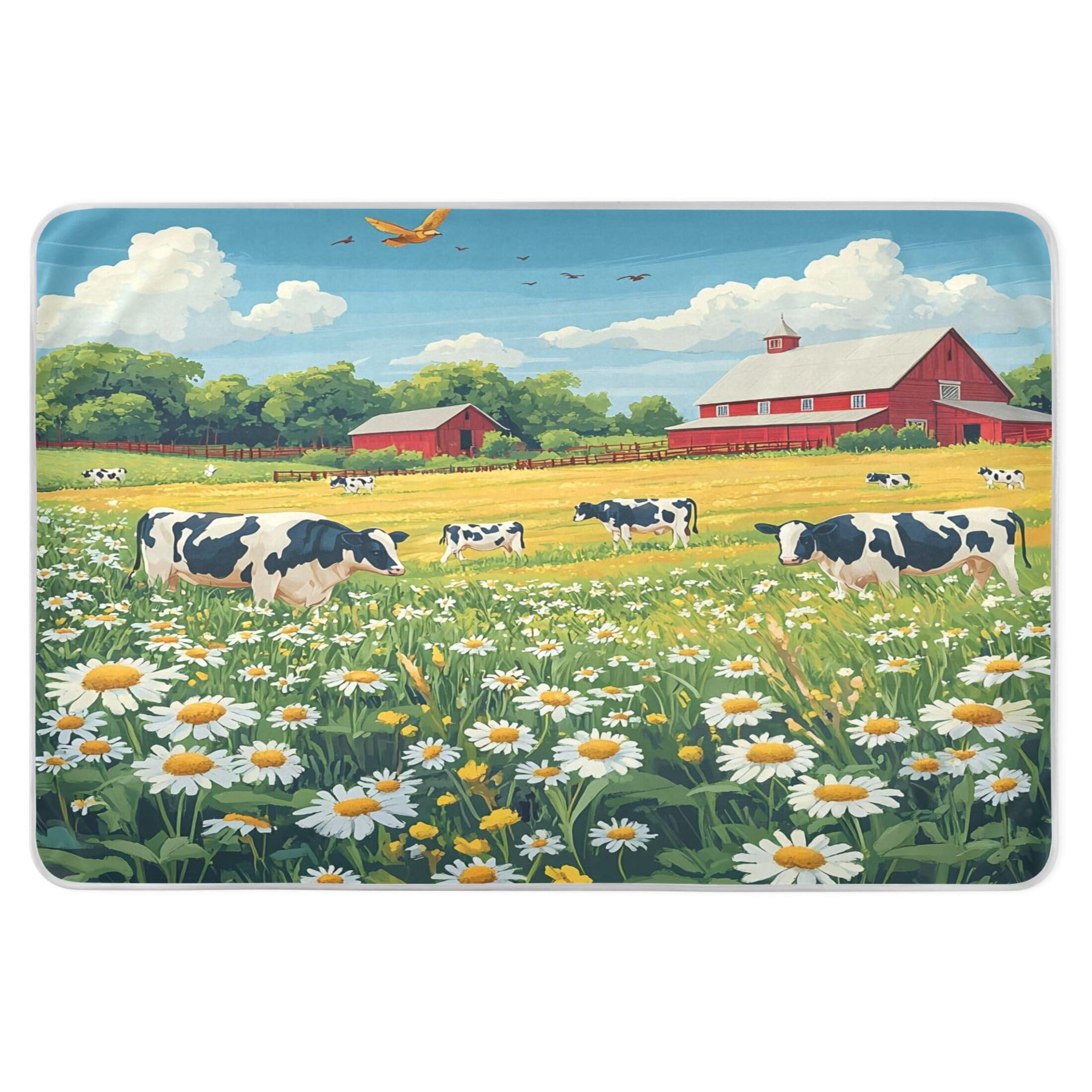 Takiito Farmland Field Bed Pad Reusable Bed Underpad Washable Waterproof Leak-Proof Quick Dry Incontinence Pee Pad for Toddlers Kids Adults Pets 34x52 in