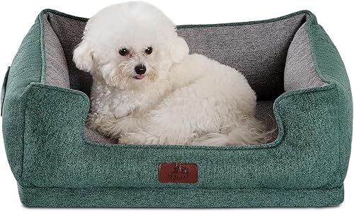 Hollypet Cama ortopédica rectangular para perros pequeños, cama de espuma de apoyo para mascotas con funda impermeable extraíble lavable y parte