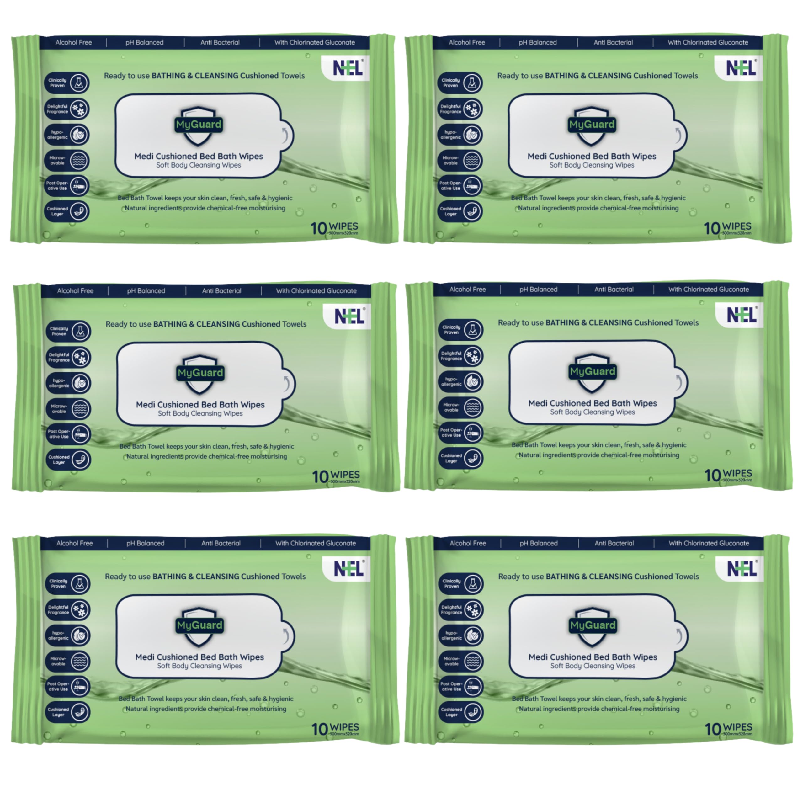 MyGuard Soft Body Cleansing Wet Bed Bath Wipes, Adult Wet Wipes, 60 Wipes, Adult Bath Wipes, Ready To Use Cleansing Towels, Refreshing Sponge Bath Towel, For Men Women, Pack Of 6 White-image-19