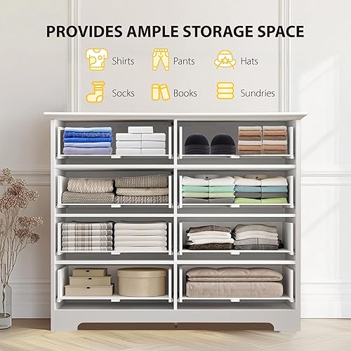 Miniatura 6 de Mesita de noche con cómoda de 2 cajones, mesita de noche con estación de carga y tira de luz LED, cómoda blanca de almacenamiento, cómoda pequeña