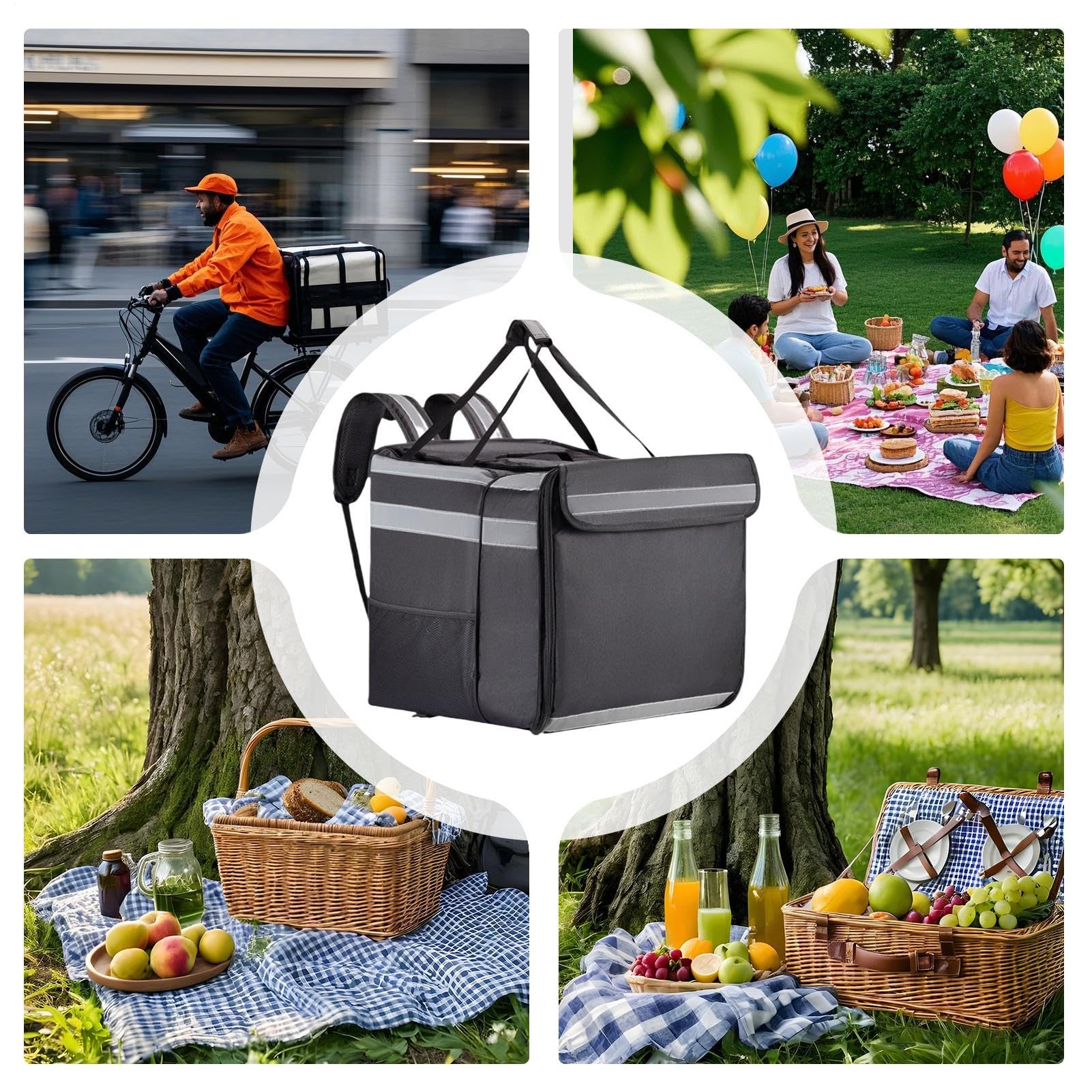 Pizza Delivery Bag, Pizza Carrier Mochila para Llevar expandible para la | Transportista de alimentos de servicio pesado, almacenamiento de aislamiento de comestibles térmicos reuti