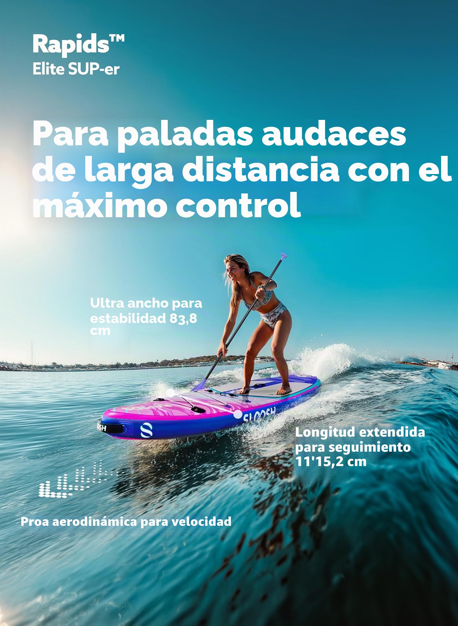 SLOOSH Tabla de Paddle Surf Hinchable, 11'6" Stand-Up Paddle con Accesorios Premium, Cubierta de EVA Antideslizante, Bolsa de Transporte con Bomba, Rapids Sup para Jóvenes & Adultos