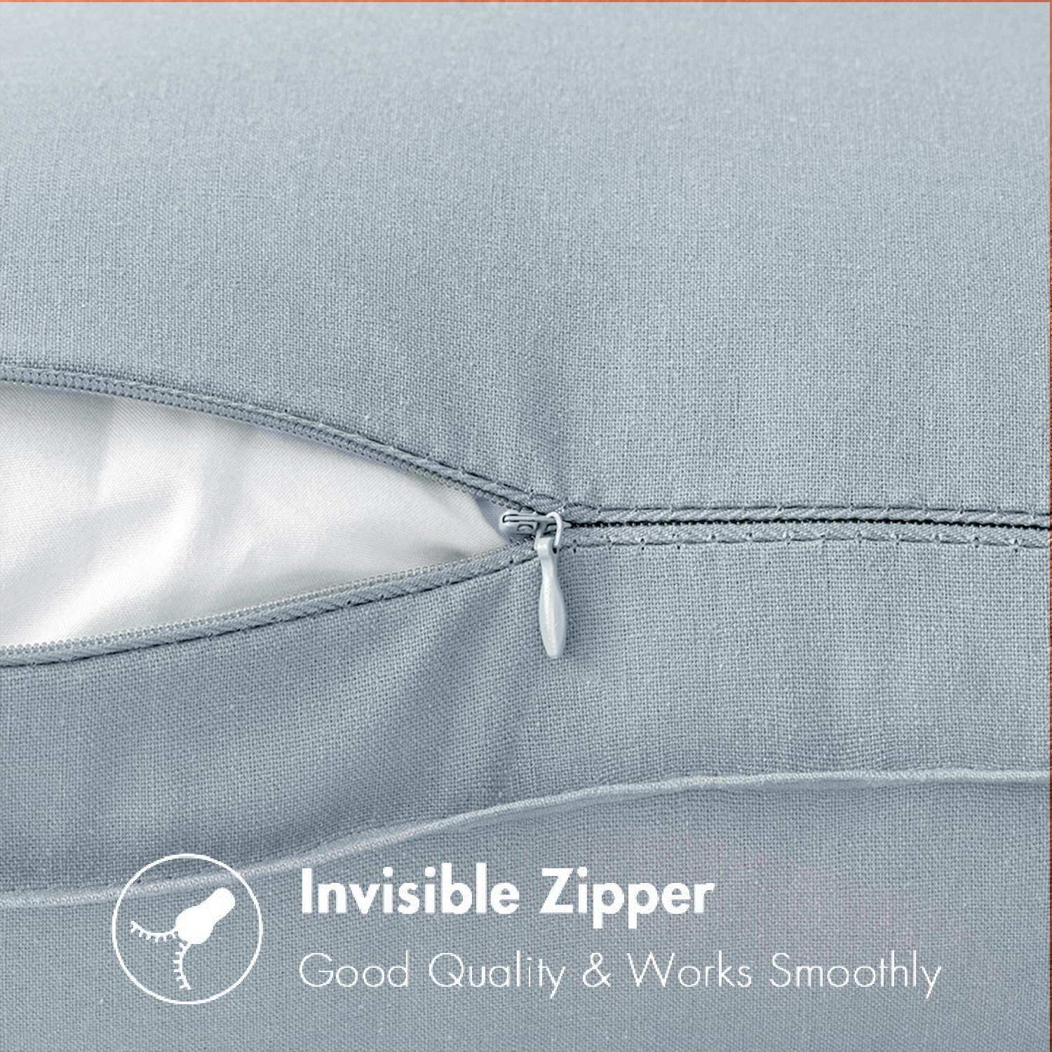 MIULEE 24x24 Inch Pack of 2 Decorative Linen Pillow Covers Boho Farmhouse Modern Soft Accent Euro Shams Throw Pillows for Bed Neutral Cushion Covers Sofa Couch Living Room Home Decor, Coastal Blue