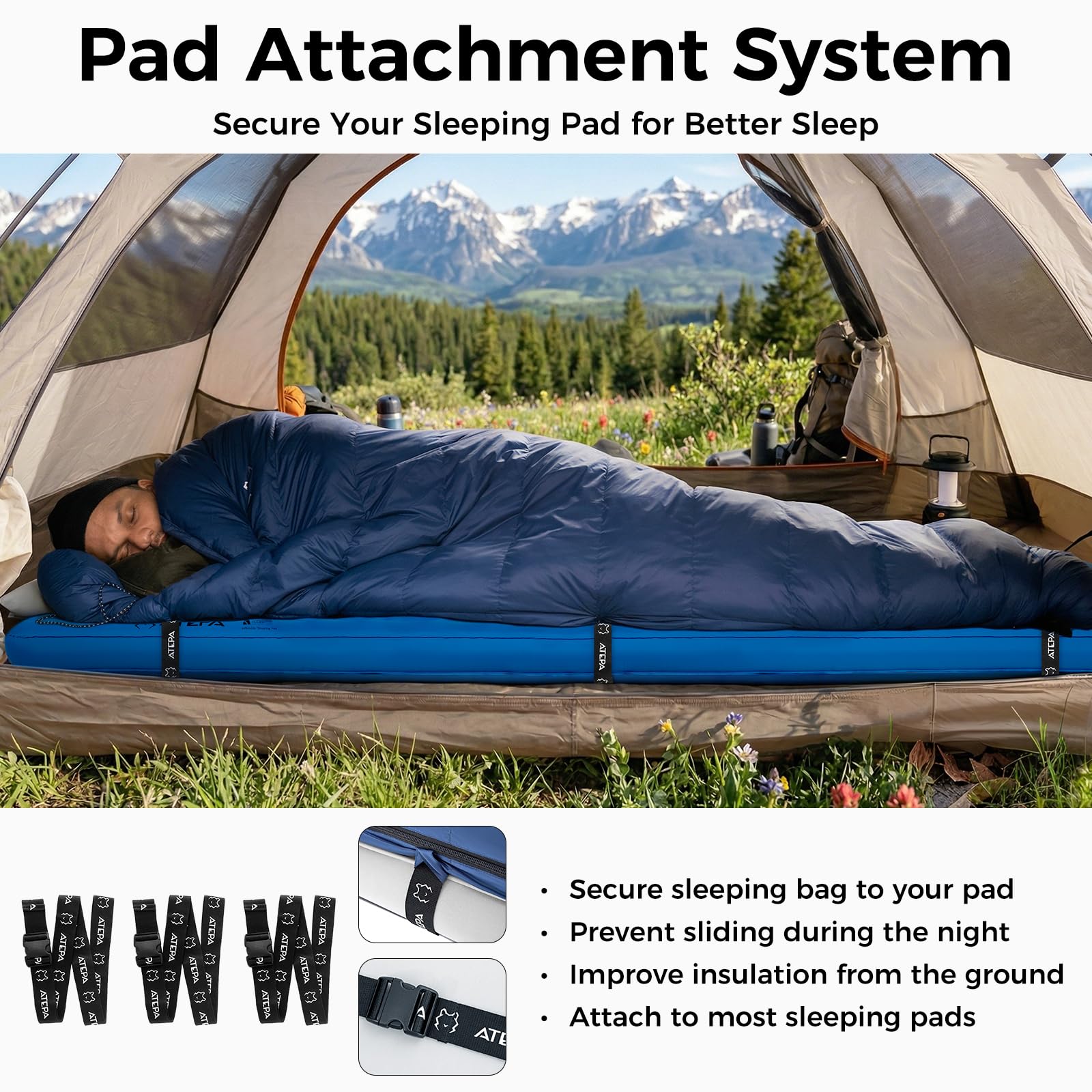 ATEPA Sacco a pelo leggero e caldo per adulti con clima freddo per escursionismo, campeggio – XL Compact 4 stagioni busta sacco a pelo