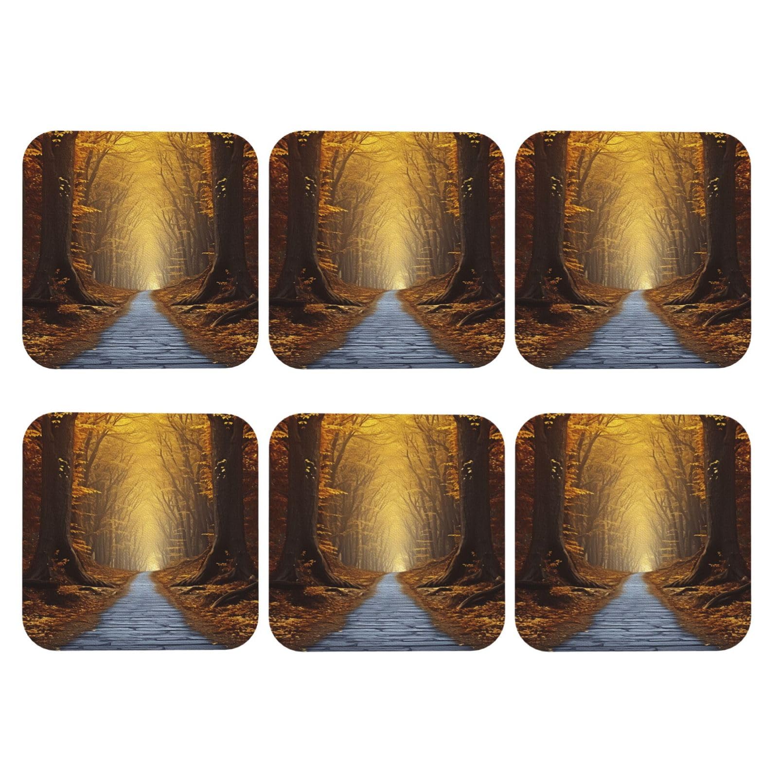 6pcs Leather Coasters for Drinks, Pathway Drink Coasters for Tabletop Protection, 4" Cup Coasters for Coffee Table Decor, Non-Slip Drinking Cup Mat for Hot Or Cold Drink
