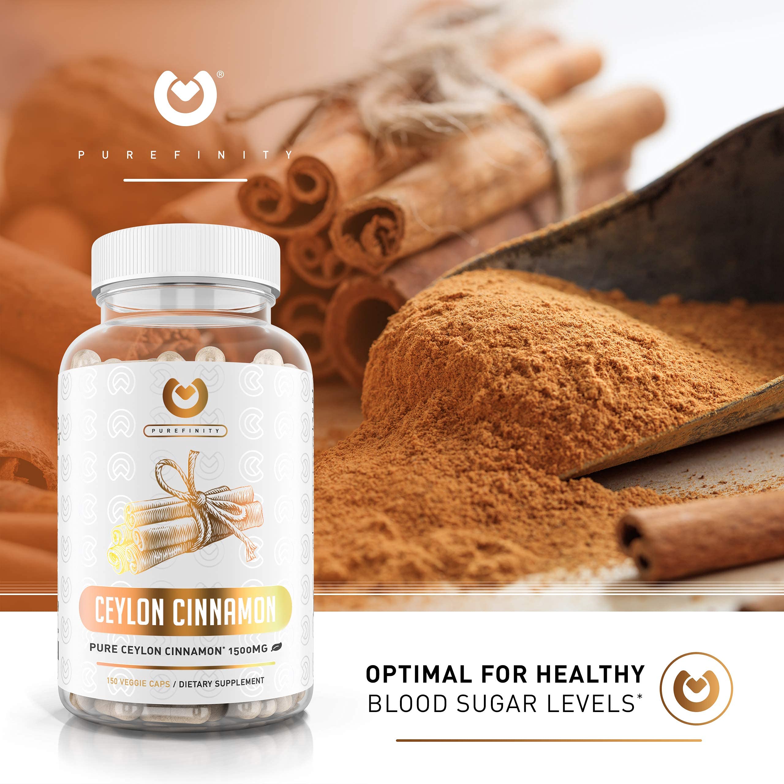 Purefinity Ceylon Cinnamon Capsules 1500mg Pure Cinnamon from Sri