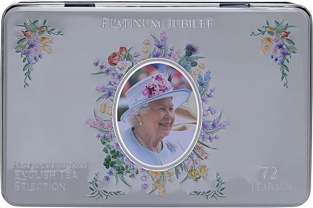 New English Teas Queen Elizabeth II Platinum Jubilee Commemorative Tea Tin with 72 English Teabag Selection