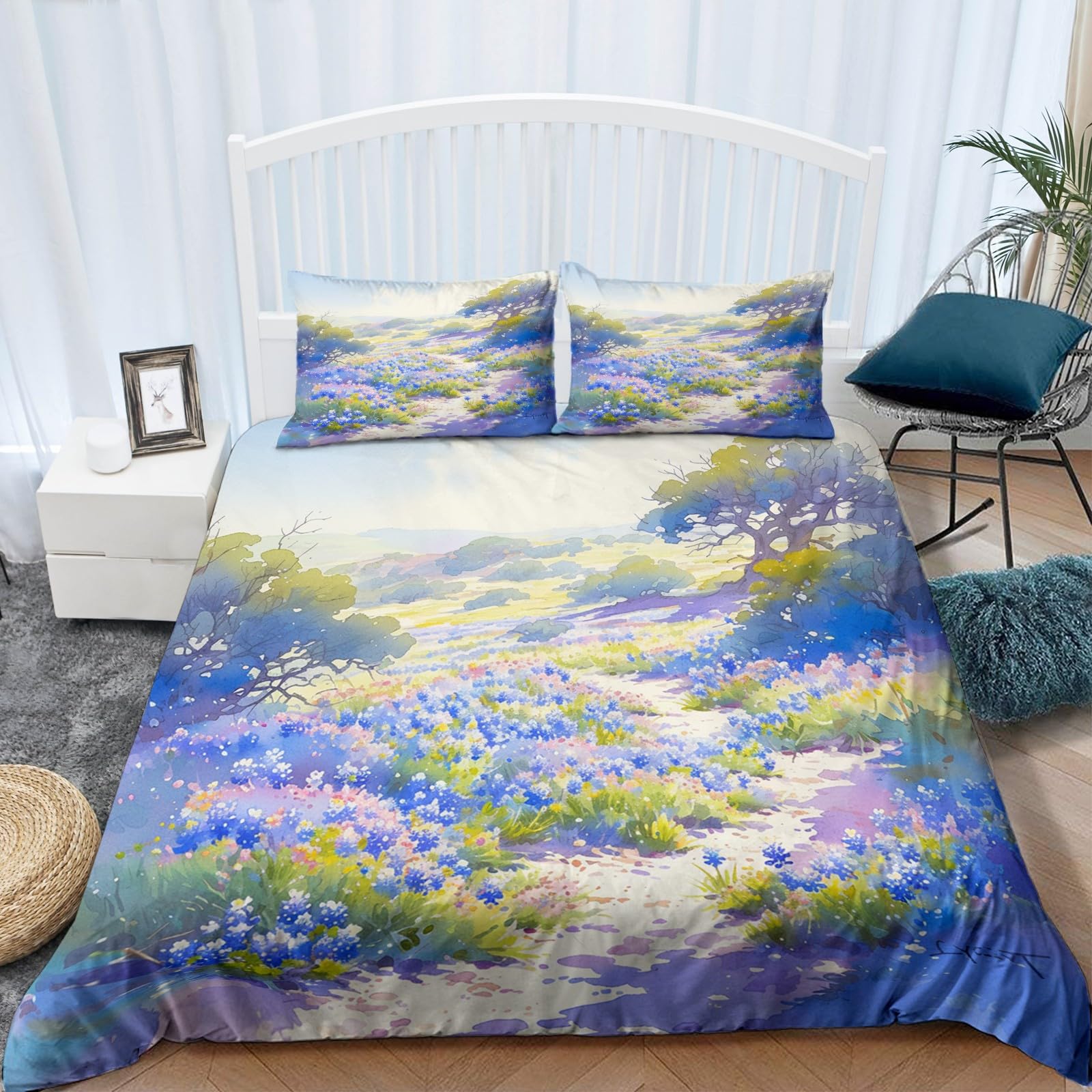 CozyRest Pościel 200 x 220 cm, miękka pościel 3-częściowy komplet pościeli, poszewka na poduszkę, motyw z kreskówek, motyw dzikich kwiatów, zestaw pościeli z mikrofibry z poszewką na poduszkę z