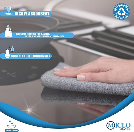 MICLO CLEANING | Microfiber Checkered Kitchen Cloth | 40x40cm Does Not Stain, Does Not Smell | Suitable for Use with Detergent | x3 Pieces
