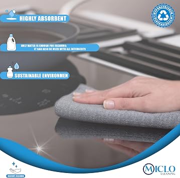MICLO CLEANING | Microfiber Checkered Kitchen Cloth | 40x40cm Does Not Stain, Does Not Smell | Suitable for Use with Detergent | x3 Pieces