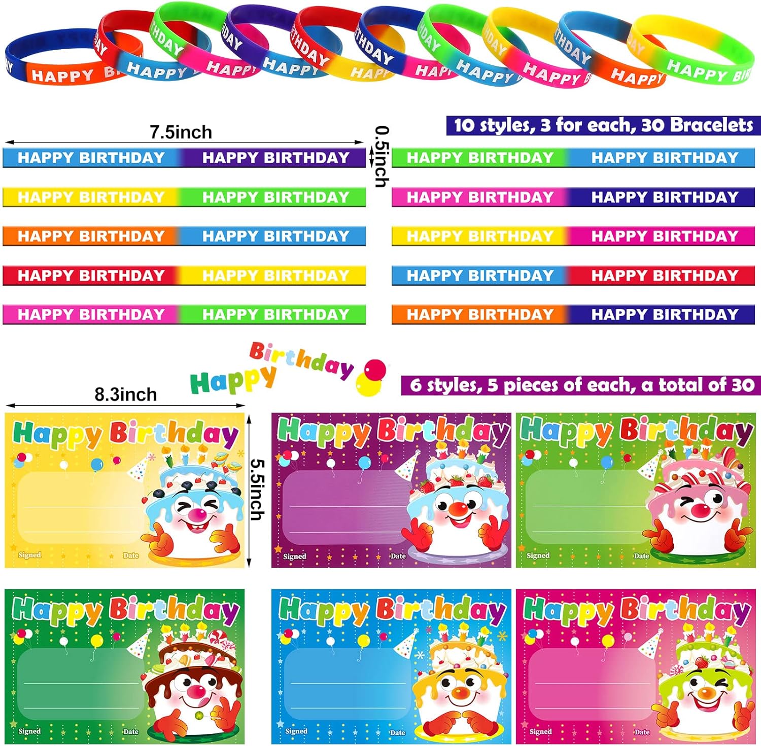 Eaasty 60 Pcs Marquee You're a Star Student Certificates Preschool Award Card Super Star Happy Birthday Wristband Award Recognition Positive Behavior of the Week Certificate for Kid(Happy Birthday)