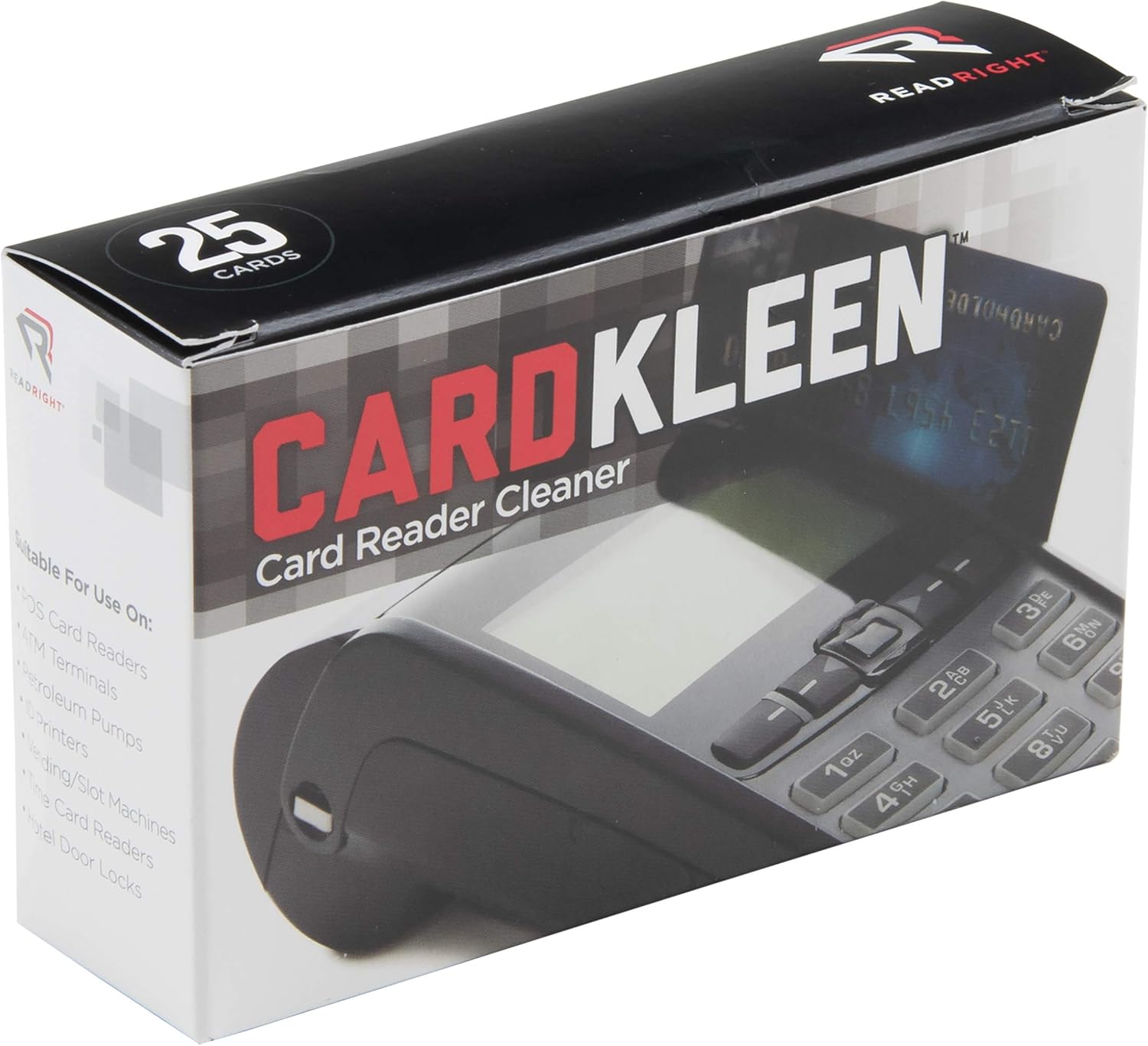 Read Right RR1222 CardKleen Presaturated Magnetic Head Cleaning Cards, 3 3/8" x 2 1/8" (Box of 25) (Pack of 2)
