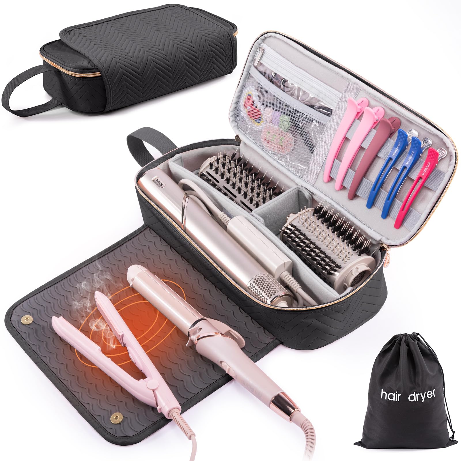 Amazon.com: ELCUPA 2IN1 Hair Tools Travel Bag with Heat Resistant