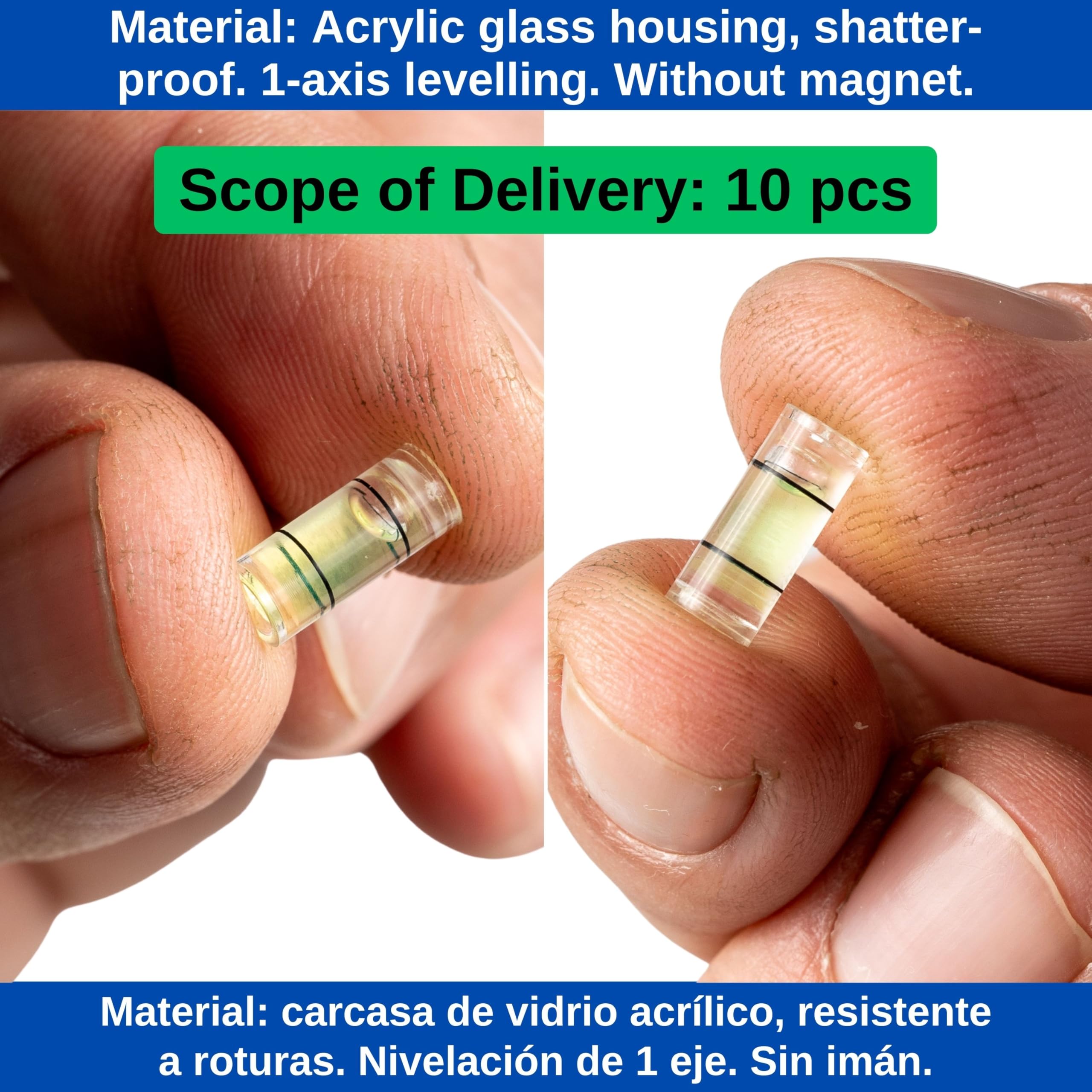 Set di livelle a tubo, 10 pezzi, con 12 x Ø 5 mm esterno, livella a bolla d'aria senza etichetta, tubo per livella ad acqua, livella a 1 via, livella circolare per caravan, macchina fotografica