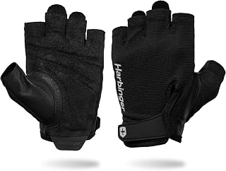 Harbinger Power Gloves 3.0 Men's Half-Finger Weightlifting Gloves - Padded Leather Palm, Adjustable Wrist, Durable Grip
