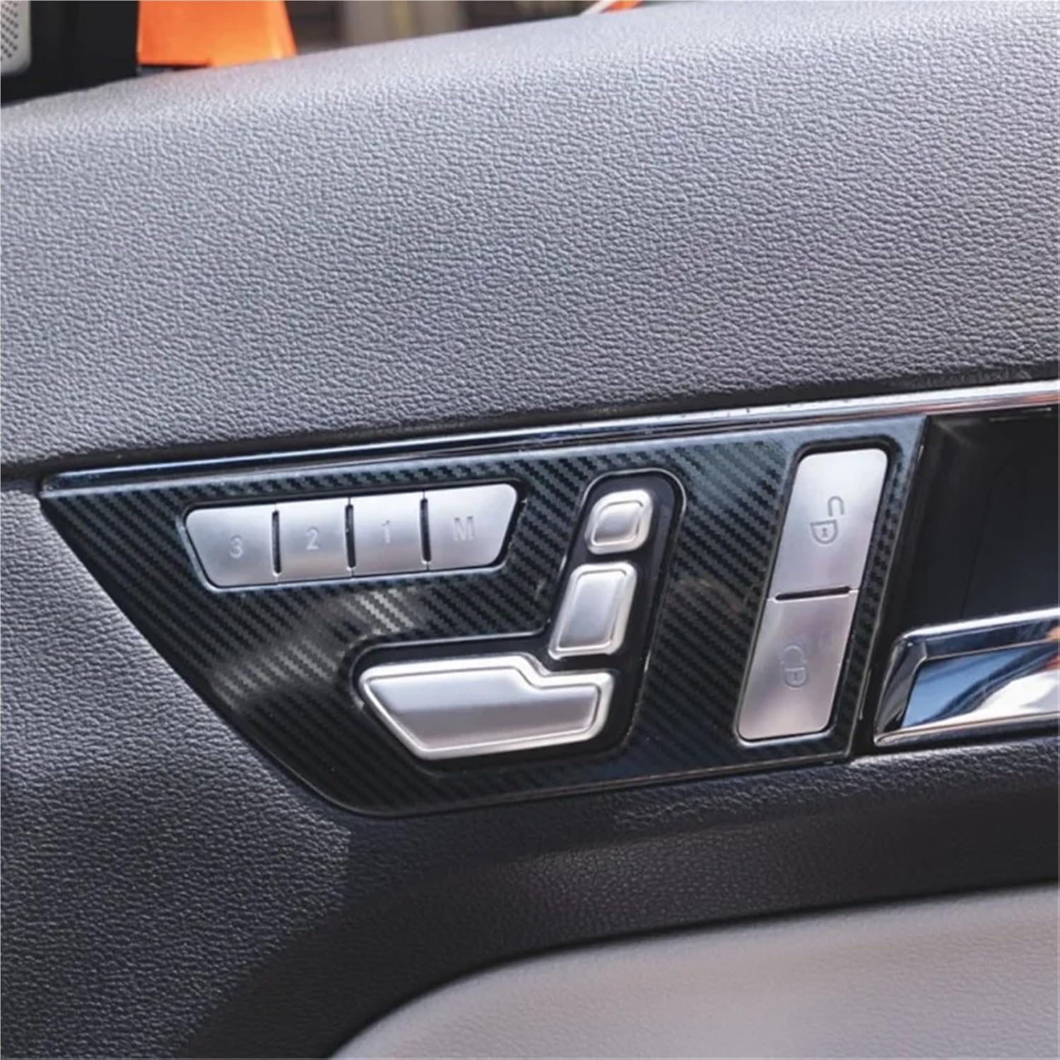 Carbon Fiber Car Interior Door Handle Panel Strips Cover Trim Compatible with Mercedes Benz E Class Coupe W207 C207 E200 e260 E350 Accessory