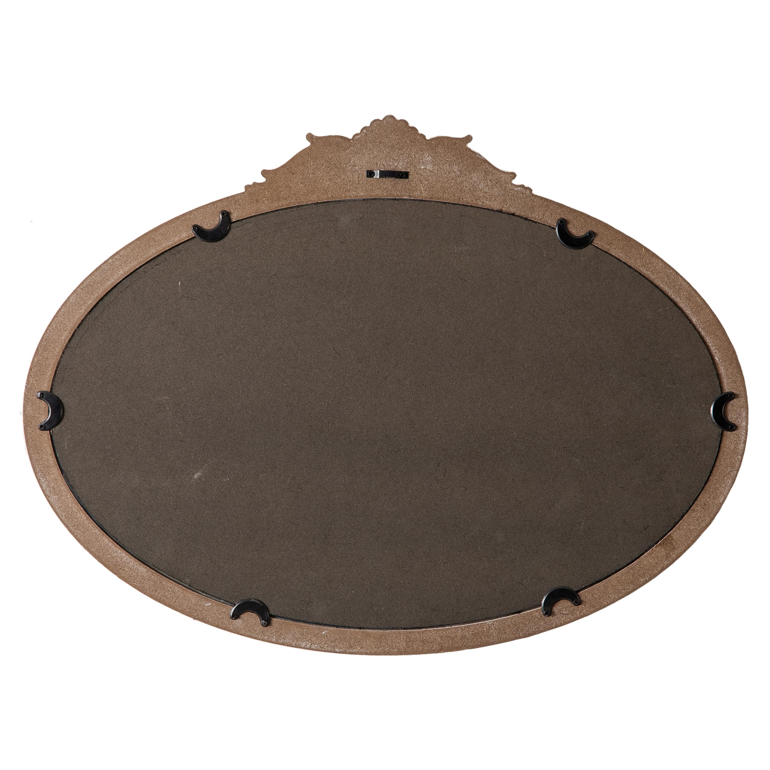 Espejos de baño ovalados vintage para fregadero de 24 x 18 pulgadas, espejos antiguos Arendahl para colgar en la pared, espejos barrocos de madera blanca envejecida horizontal para sala de