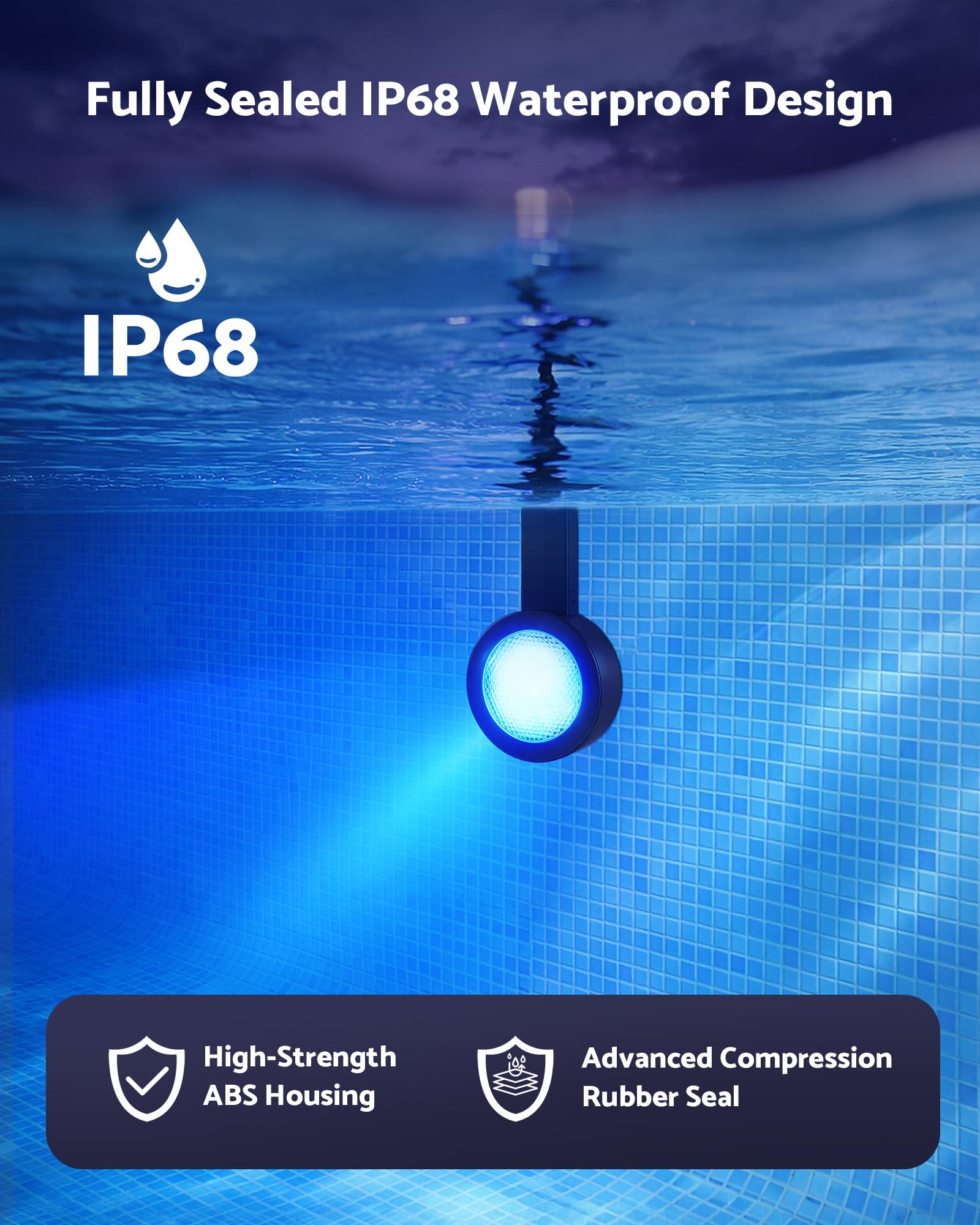 Solar-RGB-Poolleuchten für Metallrahmen-Pool mit Fernbedienung, schwarz, ULPOLRRGA2BL1