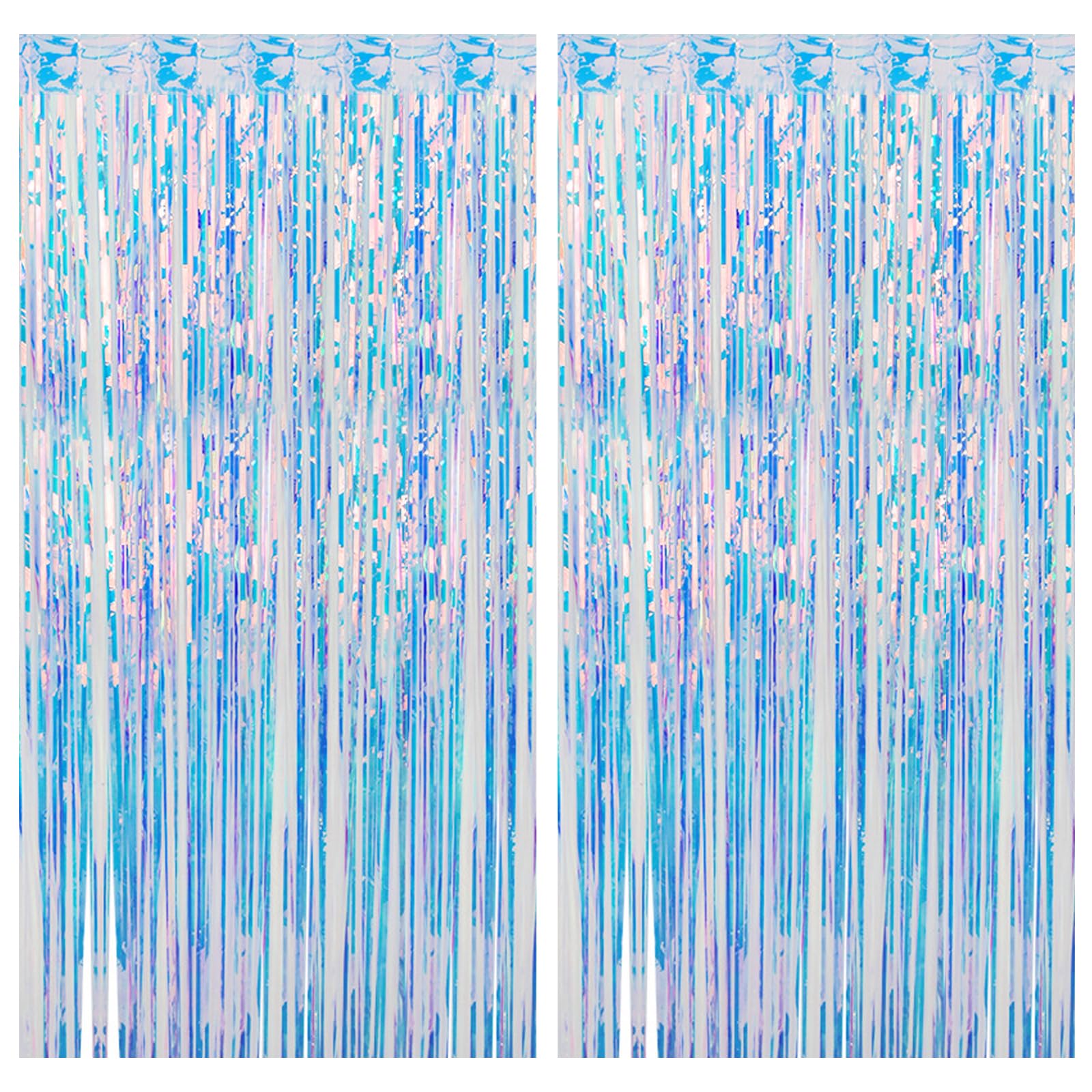 2PCS Tinsel Foil Fringe Curtain, Colorful Laser Glitter Party Curtain, Tinsel Curtains For Party Decorations, Birthday Decoration, Graduation, Proposal, Baby Shower Wedding Holiday Backdrop Decoration