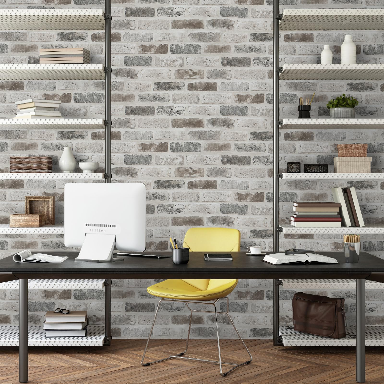 Timeet Tapete Ziegel Selbstklebende Wandverkleidung Stein Wandpapier Steinoptik Klebefolie Vintage Dekorfolie Backstein Wandaufkleber Dekorative Folie Rustik Designfolie 44cm X 20m