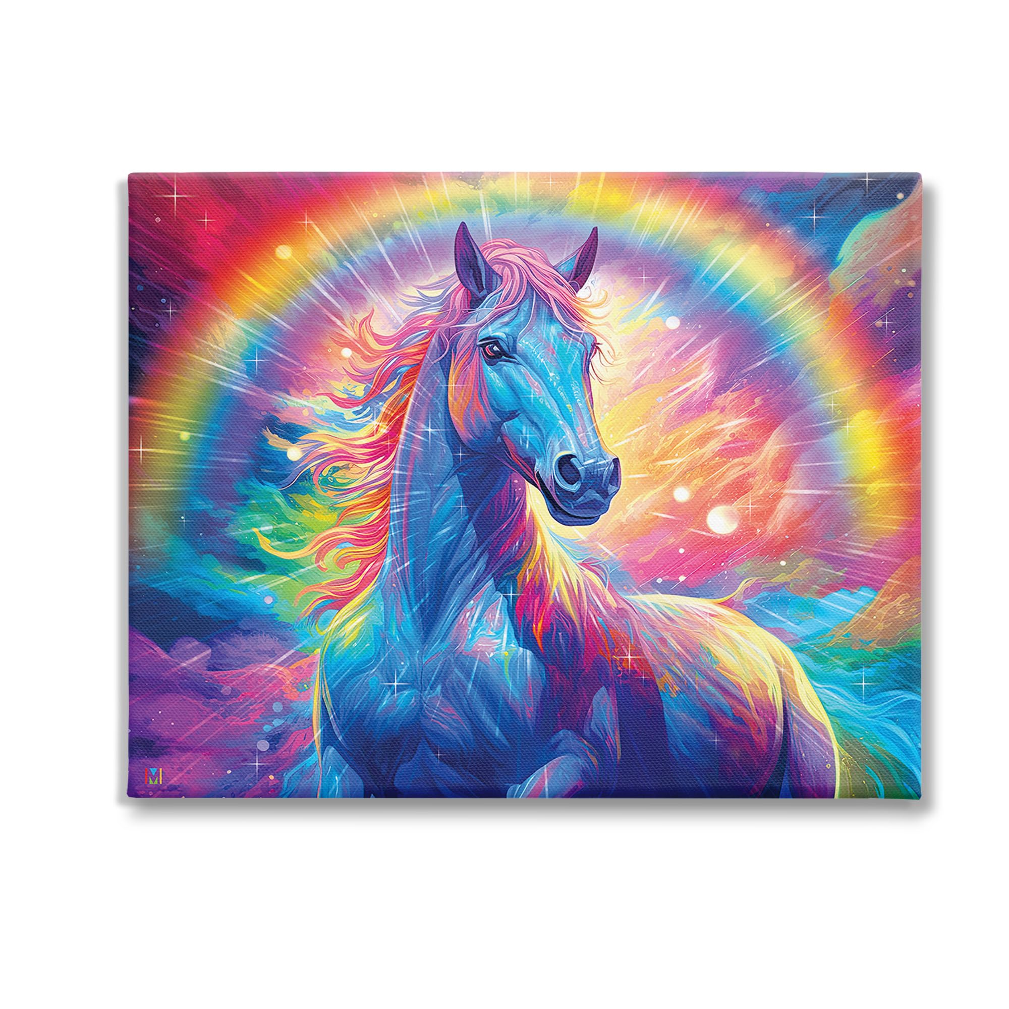 Amazon.com: Stupell Industries Vivid Rainbow Horse Canvas Wall Art