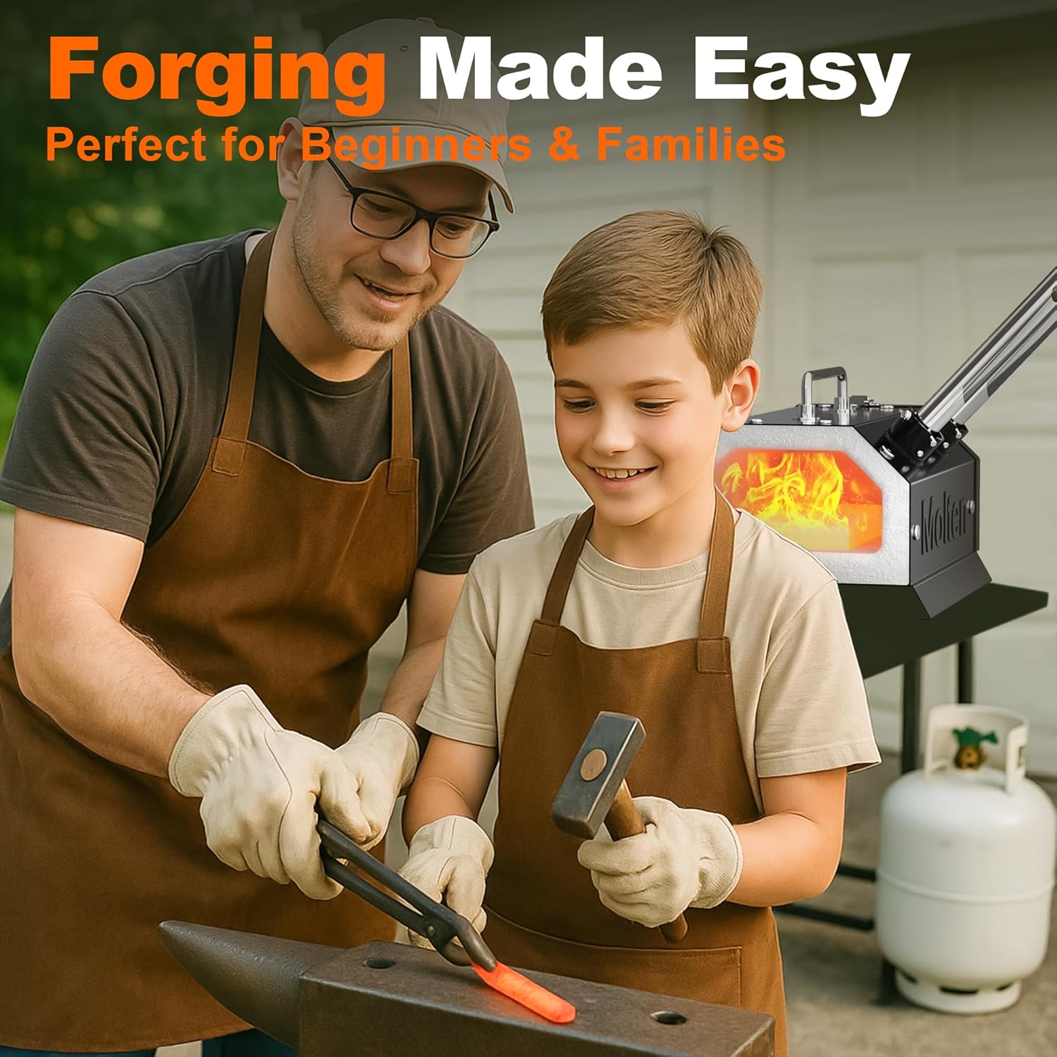 MMasters 2 Burner Propane Forge 2600°F Gas Forge for Blacksmithing and Knife Making Kit – Dual Burner Set with Fast Heating for Bladesmithing and Metalworking Tools and Equipment