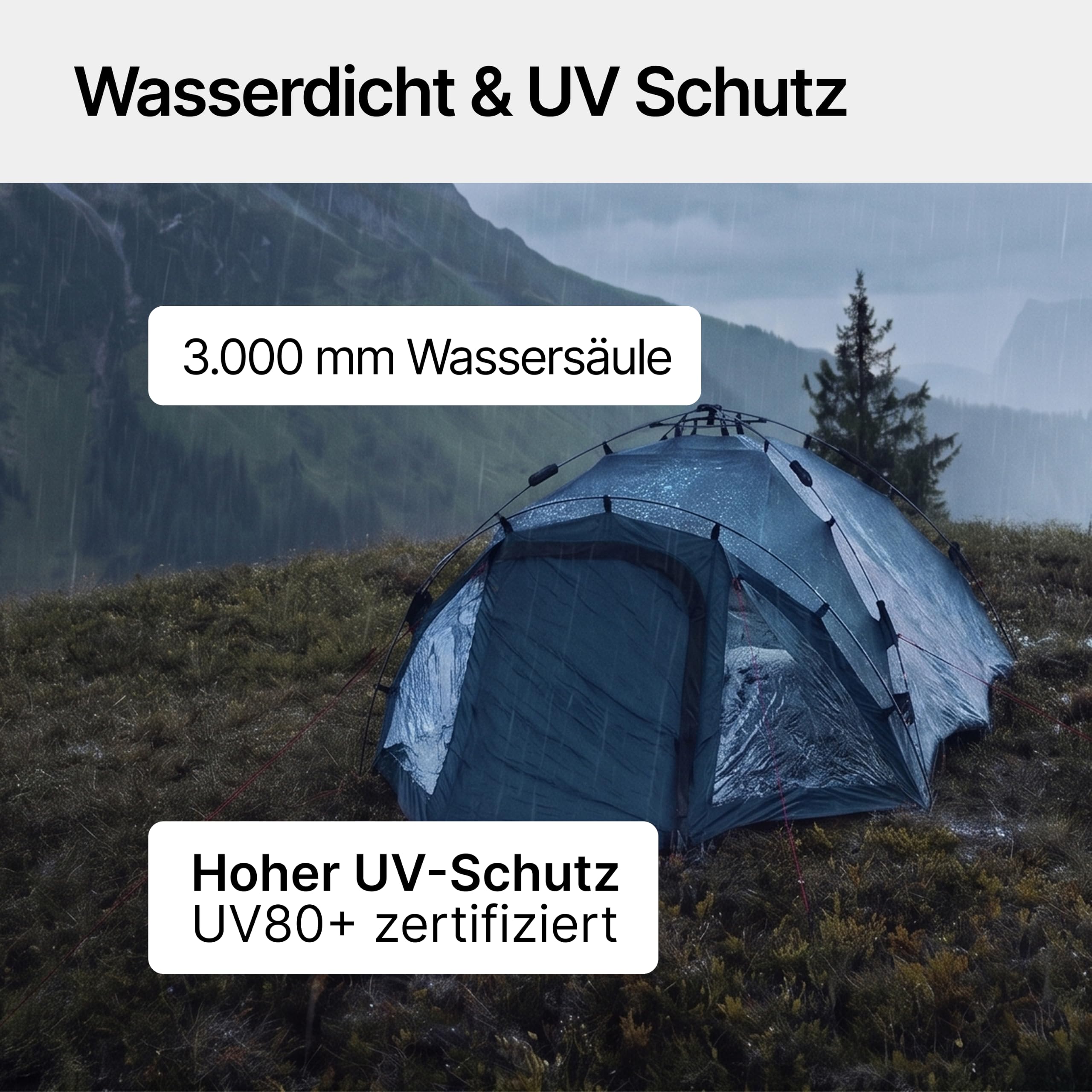 qeedo Quick Oak Campingzelt - Sekundenzelt mit innovativem Quick-Up-System, stabil & wasserdicht, ideal für Camping & Festival, Komfort-Zelt für bis zu 3 Personen, mit Vorraum & Moskitonetz aus Mesh