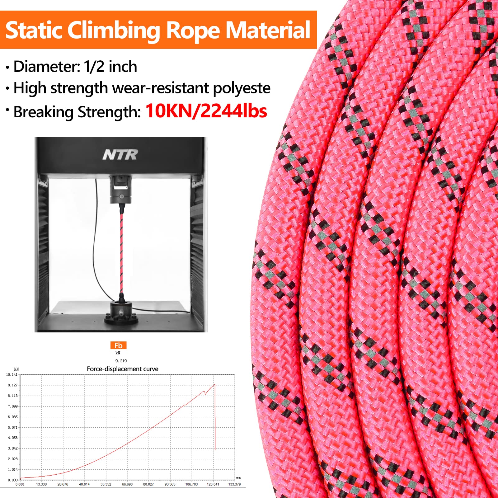 NTR Laisse pour chien robuste de 2,4 m, corde rouge avec crochet pivotant verrouillable et poignée rembourrée confortable, laisse pour chien de petite, moyenne et grande taille, pour le dressage, le