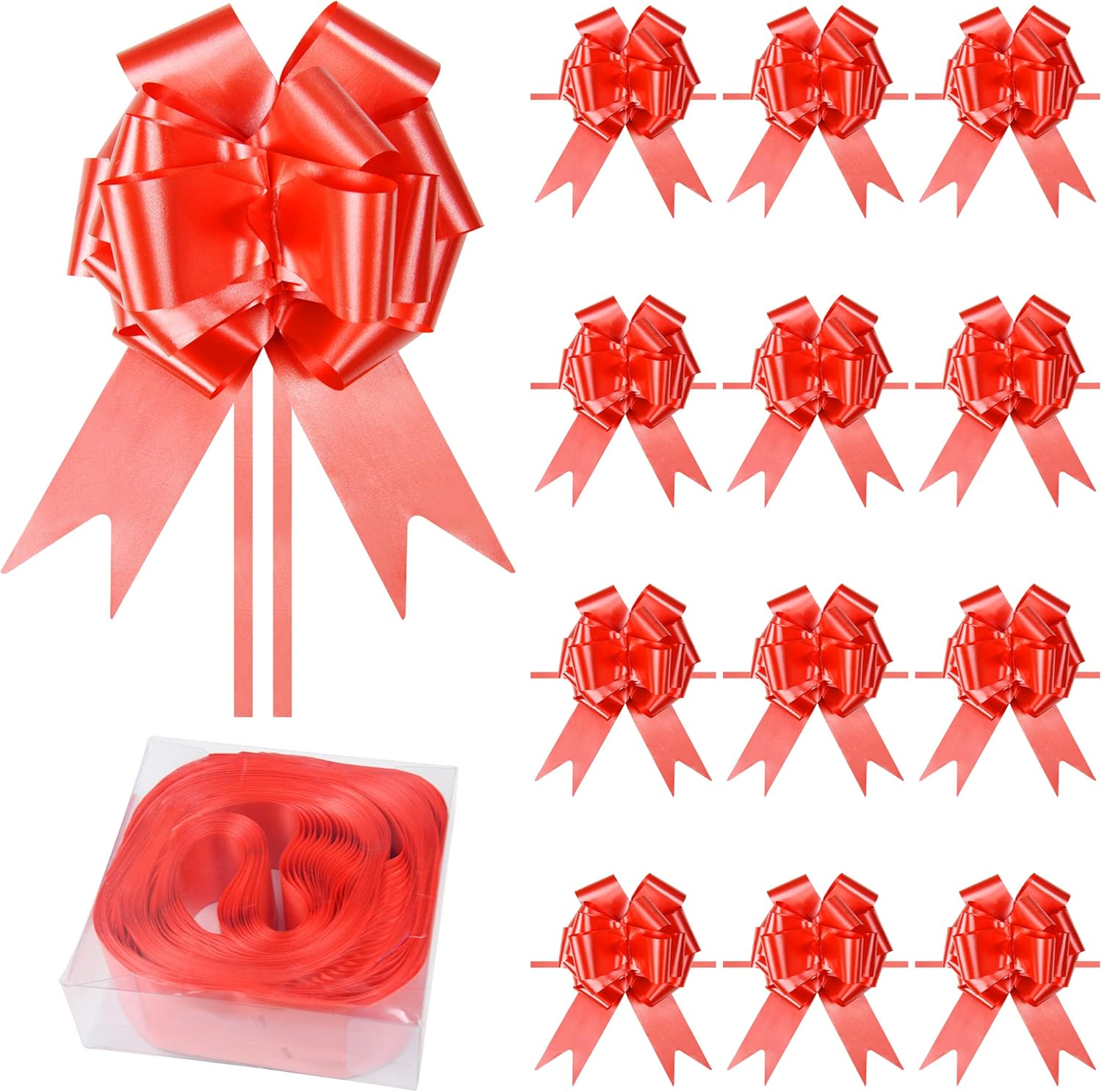 KEYIDO® 20 Pack Red Large Pull Bows for Gift Wrapping, Big Gift