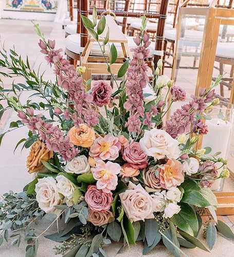 Miniatura 10 de 8 flores artificiales de delphinium blancas Larkspur de 33.5 pulgadas, flores de seda sintética de tallo largo a granel para jarrón alto para el