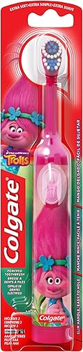 Colgate Cepillo de dientes alimentado para niños, trolls, extra suave