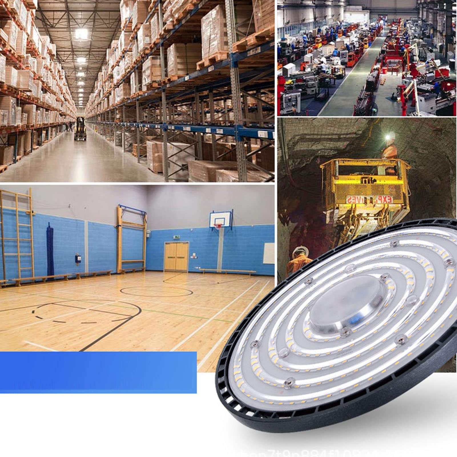 100W UFO LED Spotlight 6500K Cool White LED High Bay Light for Shop Garage Barn Warehouse — view 6