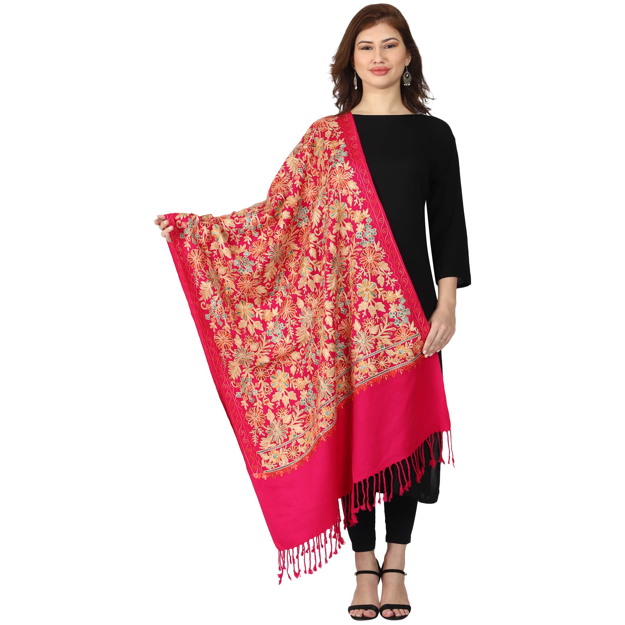SWI WITH LABELWomen's Kashmiri Aari Embroidered Wool Stole