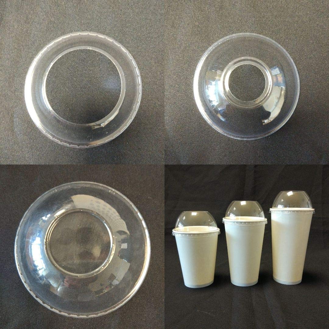 90mm Clear Plastic Cold Drinks Milkshake Smoothie Pick 'N' Mix Sweets Cup Lids - No Hole - Pack of 1000