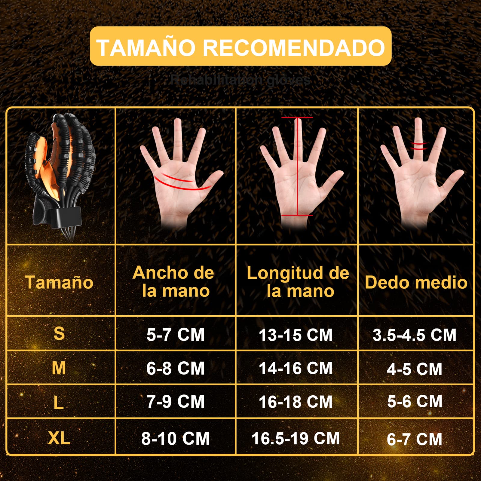 MZU Guantes Robóticos De Rehabilitación Mejorados, Equipo De Rehabilitación De Dedos, Guantes Para La Recuperación Funcional De La Mano Hemipléjica, Ejercitador De Dedos（Zurdo L）