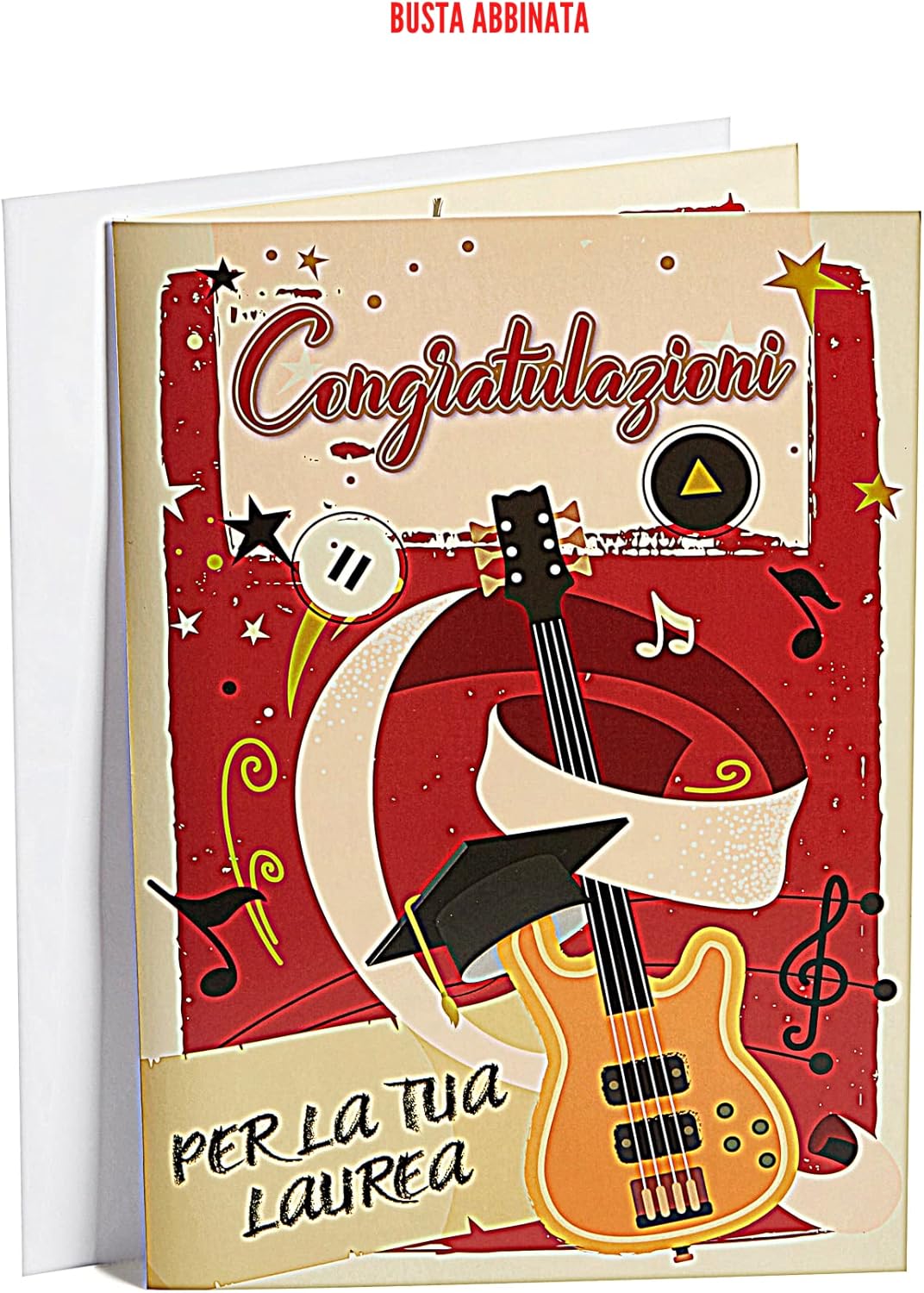 LINA OFFICINE GRAFICHE CREATIVE A4 Graduation Party Card For All Rock Lovers With Interactive Music Sound Of Guns N' Roses 'Sweet Child o' Mine' - Size 22cm x 31.5cm